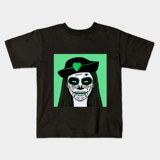 Day of the dead woman with green Kids T-Shirt